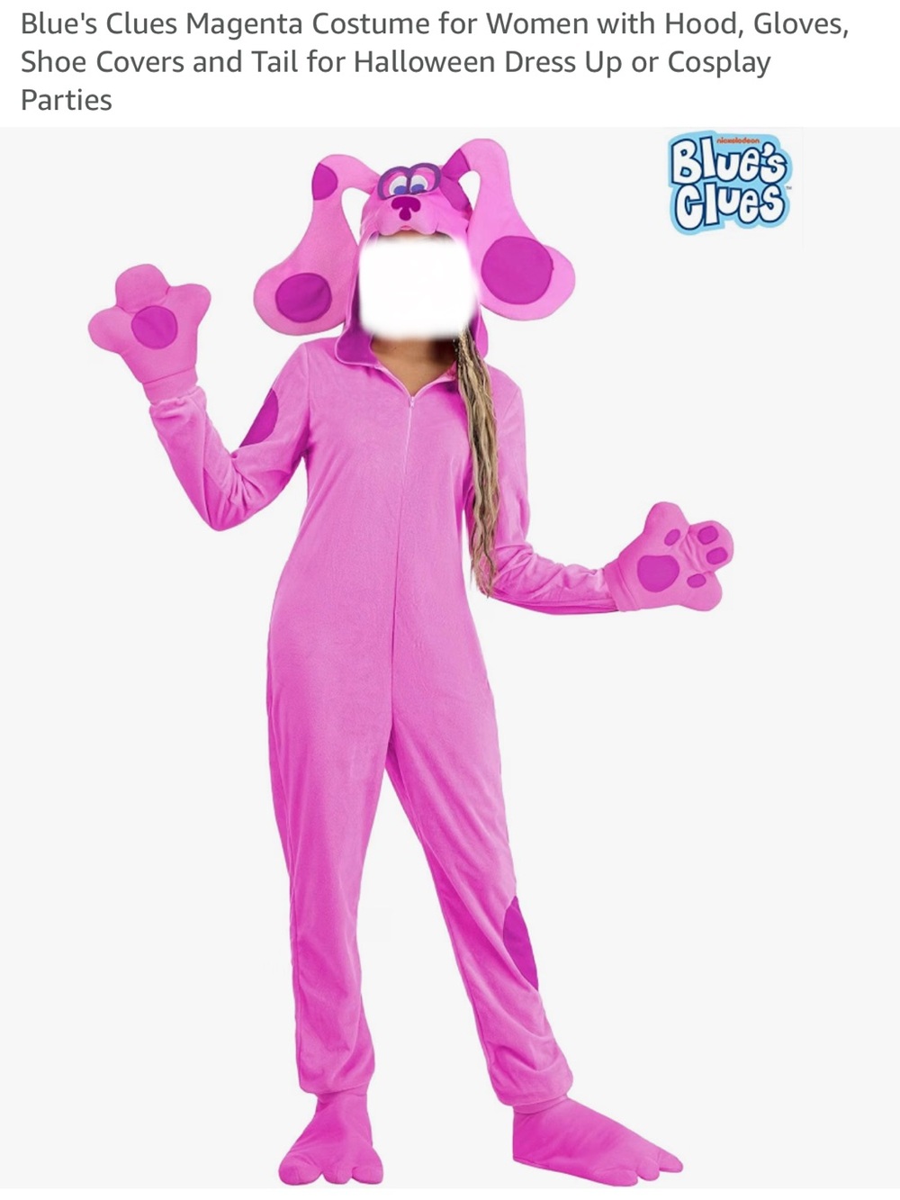Halloween ADULT Magenta Blue’s Clues Costume- Medium